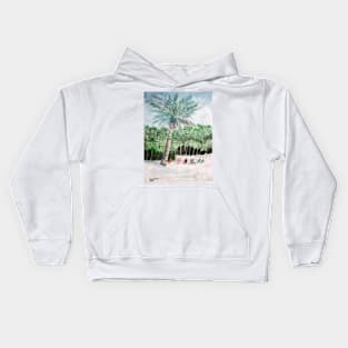 beach palm tree Kids Hoodie